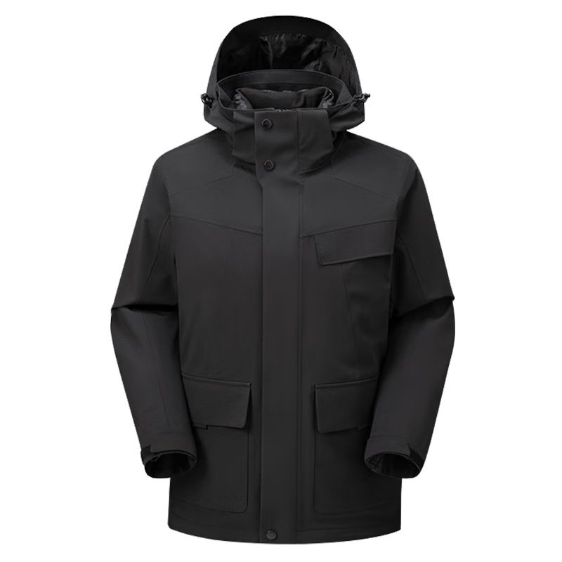 雪中飞三合一机能冲锋衣款羽绒服男女同款冬季防风户外运动连帽保暖外套 几何黑（5915F） XL (180)