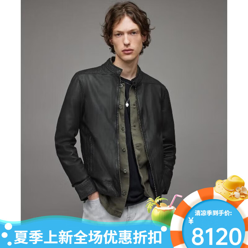 AllSaints男士休閑夾克時(shí)尚英倫風(fēng)格皮衣外套經(jīng)典百搭設計 Black 均碼 |S