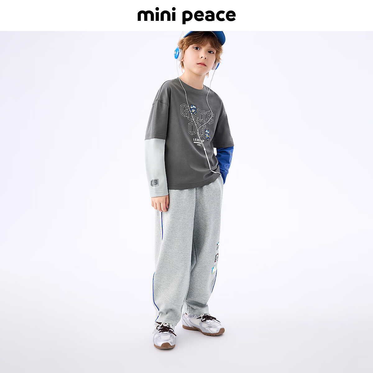MiniPeace太平鸟童装秋新男童针织长裤FAGHF3106 正灰色 140cm