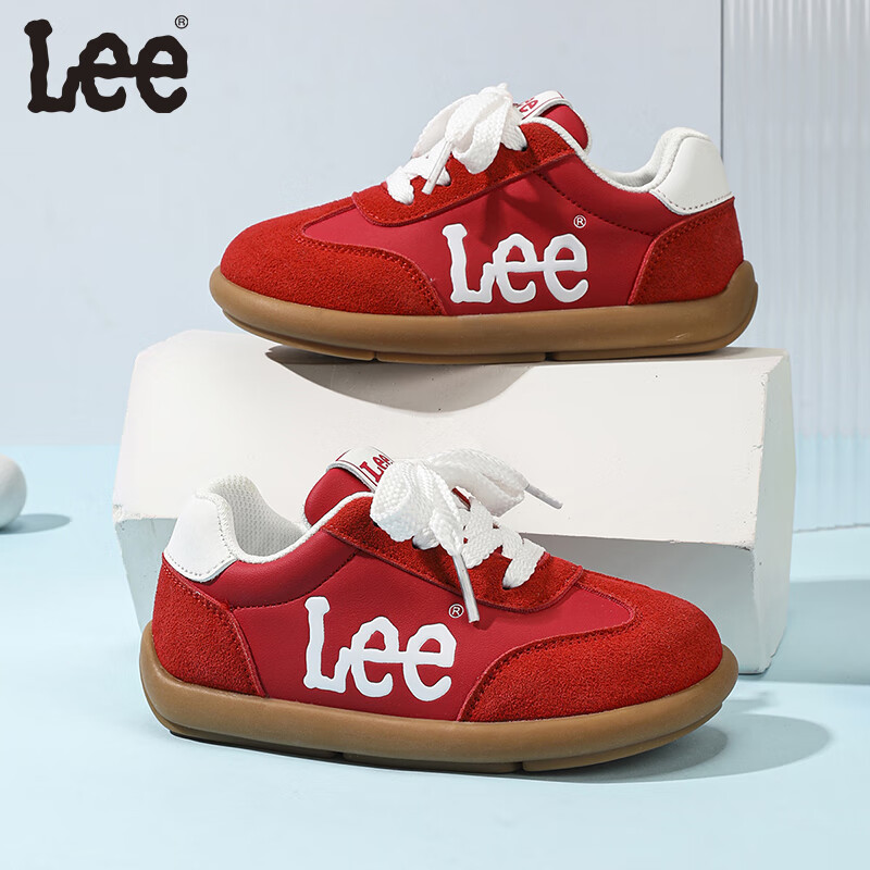 LEE KIDS童鞋秋季新款时尚德训鞋中大童防滑休闲运动鞋女童轻便板鞋男童 红色 29 【建议脚长178.3mm】