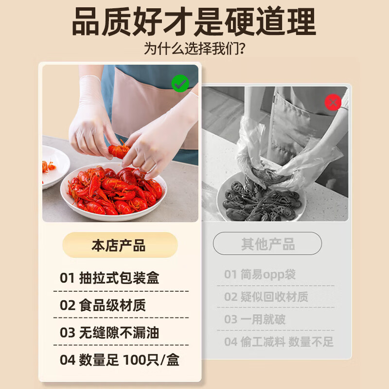 JCZS德国品牌一次性手套pvc食品级专用tpe厨房洗碗乳胶橡胶家务防水耐 食品级认证【100只】TPE升级特厚 S