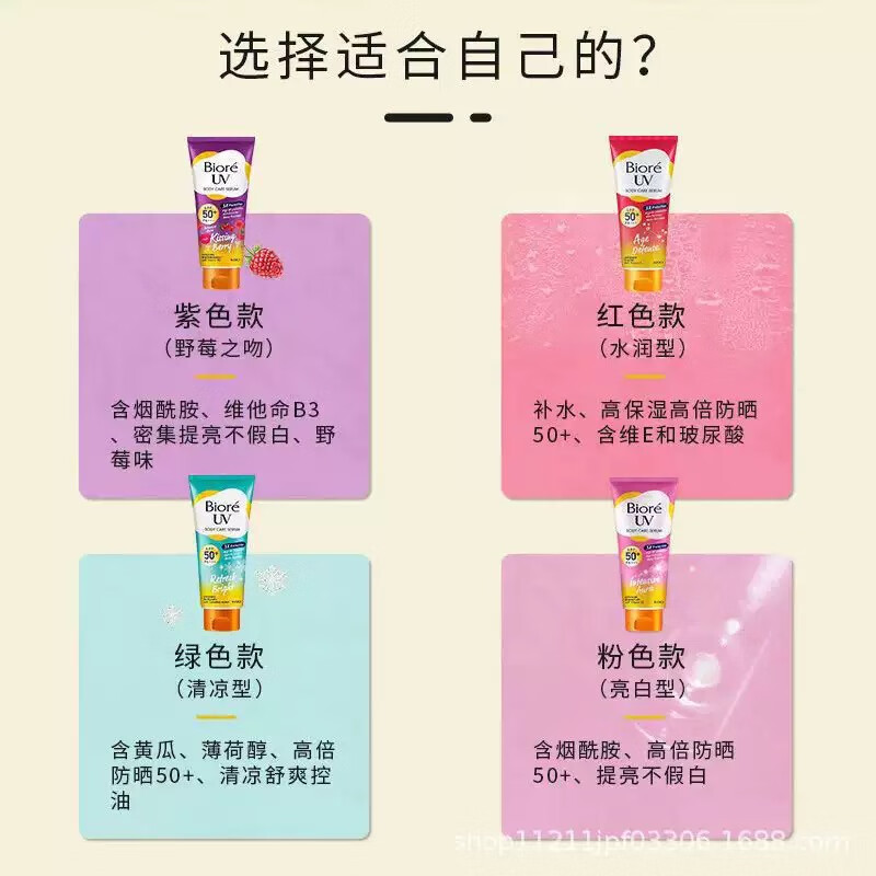 碧柔biore:uv防晒霜泰国原装进口biore身体面部保湿水润大瓶大容量 红色水润型（150ml）升级款