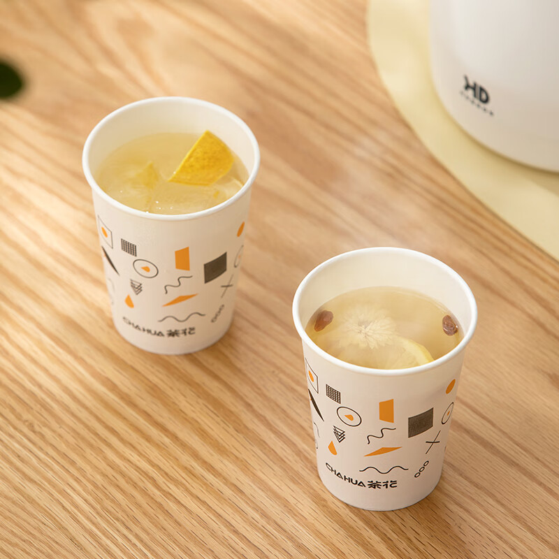 茶花（CHAHUA）纸杯一次性杯子加厚饮料咖啡奶茶水杯家用商务接待办公室茶杯 【厚实好料】225ml 中号*300只