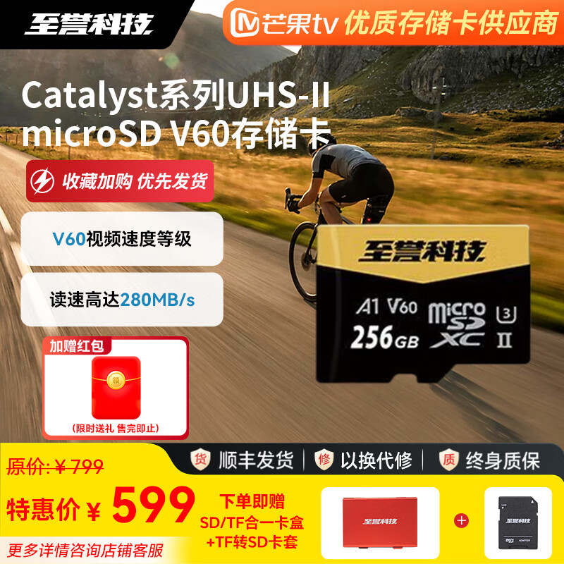 至誉科技至誉科技Catalyst系列高速 microSD （TF卡）V60 A1 大疆Pocket3内存卡 无人机运动相机内存卡 256GB（读速280MB/s）