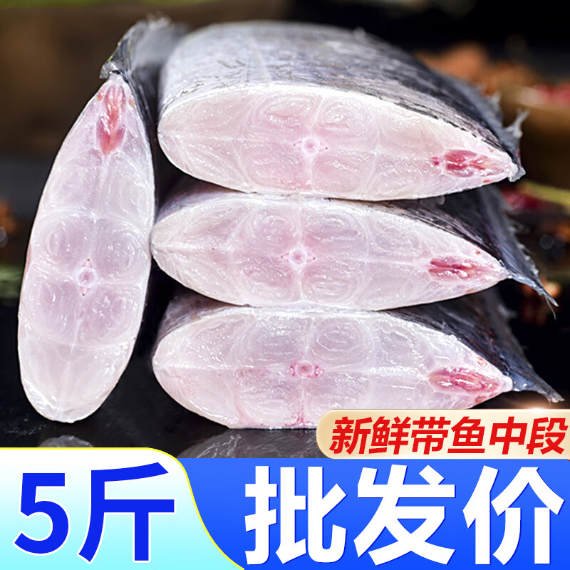 冰鲜部族带鱼段中段 新鲜冷冻海鲜 去头去尾切段东海带鱼刀鱼净重5斤 带鱼段【5斤实惠装】段宽4-5cm