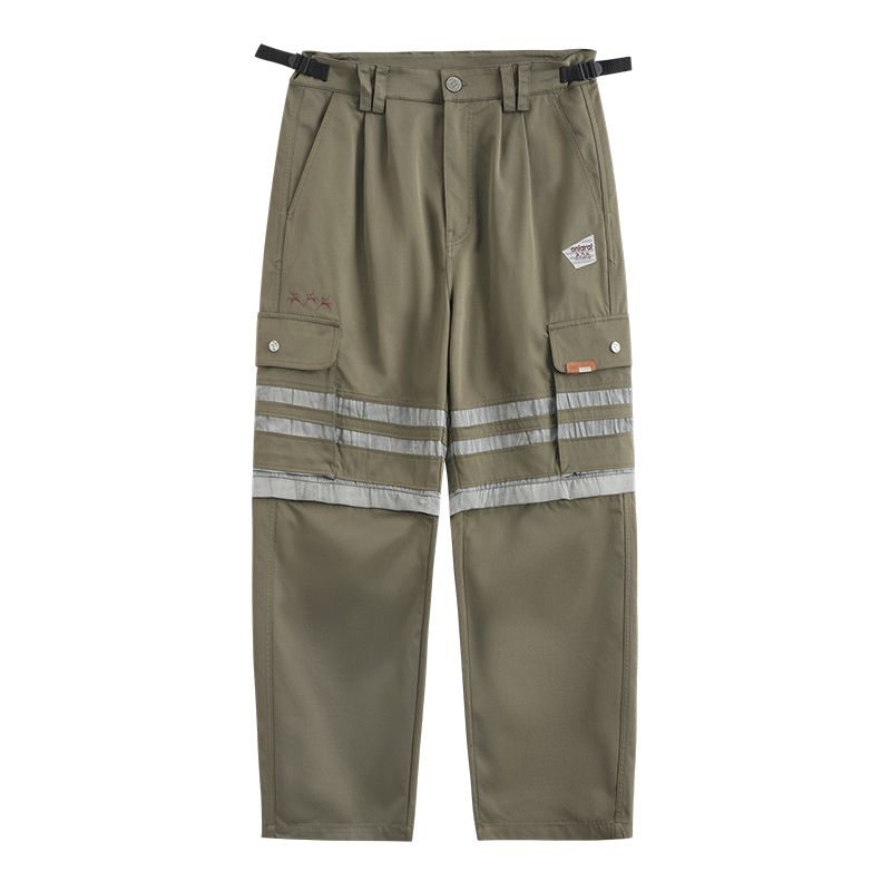 鬼洗25春秋新款黑標(biāo) 石器時(shí)代暗裂紋拼布工裝褲男可拆六分褲 24A7401 軍綠色 45 S (165)