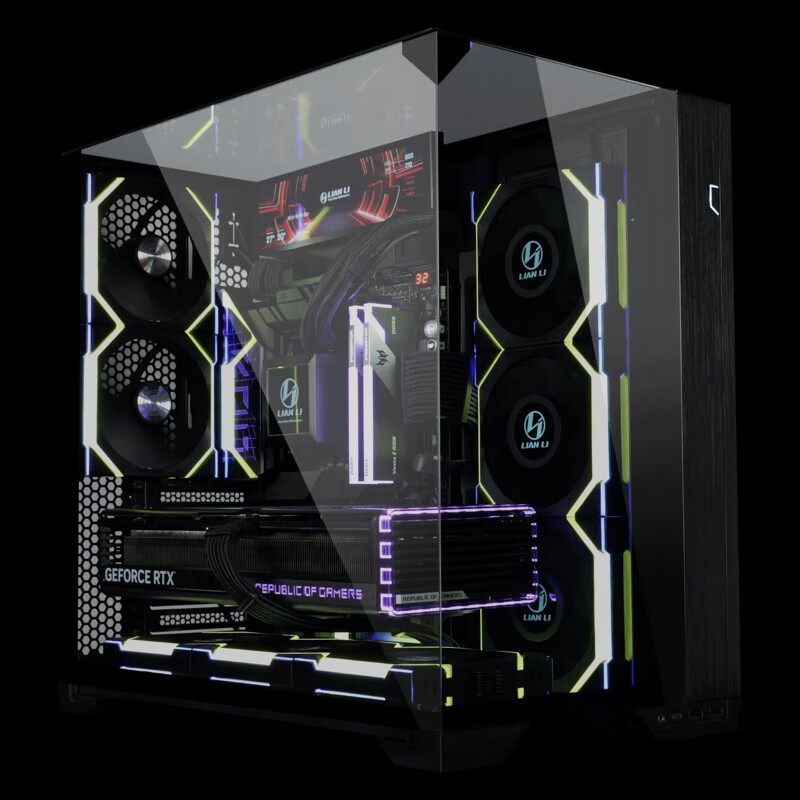 聯(lián)力包豪斯Vision Compact海景房臺式電腦機箱三面玻璃支4090顯卡 O11 Vision Compact 黑 不含風(fēng)