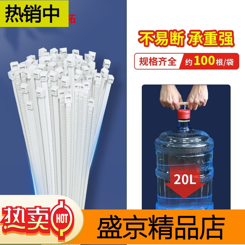 賽拓(SANTO)白色尼龍扎帶3.6*300mm理線(xiàn)帶 扎線(xiàn)帶捆扎帶綁線(xiàn)帶 100根/包 0021 25*100mm