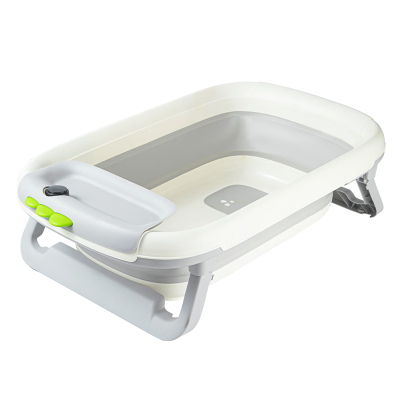 日康(rikang)嬰兒洗澡盆 折疊盆寶寶電子感溫坐浴盆帶置物架RK-X1045-2 灰色