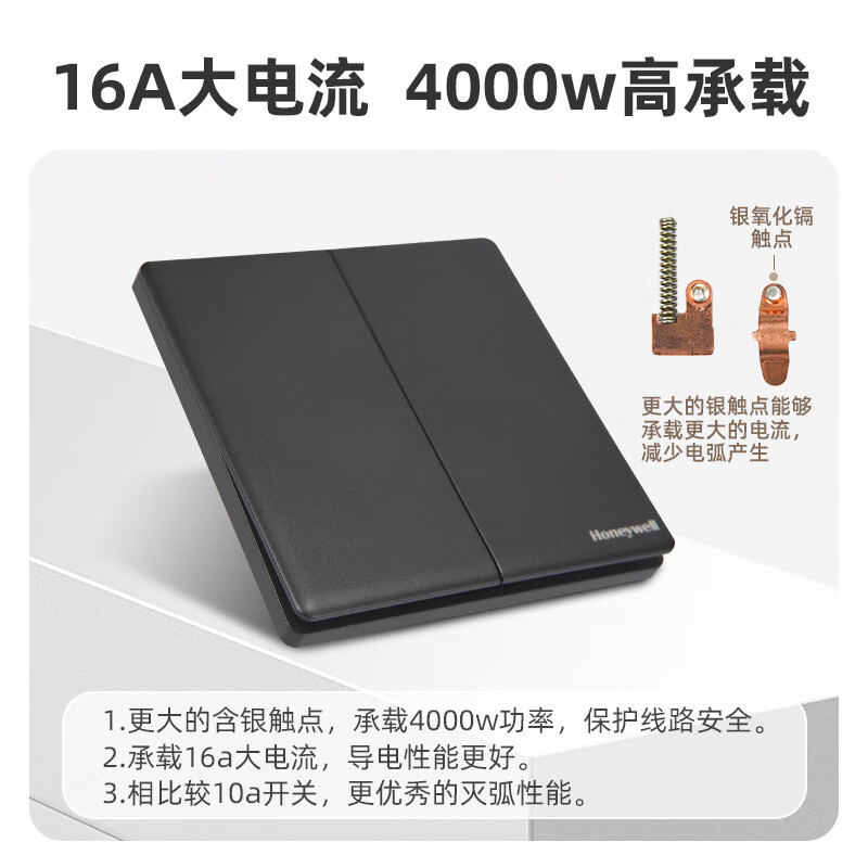 霍尼韦尔 A8开关插座面板墙壁插空调插86型开关五孔插电源插座黑 一位电脑插座（六类）