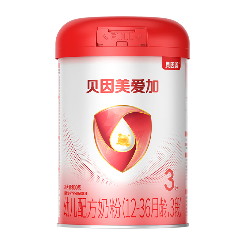 贝因美（Beingmate）爱加12-36月幼儿奶粉大罐3段800g 免疫成长奶粉含乳铁蛋白