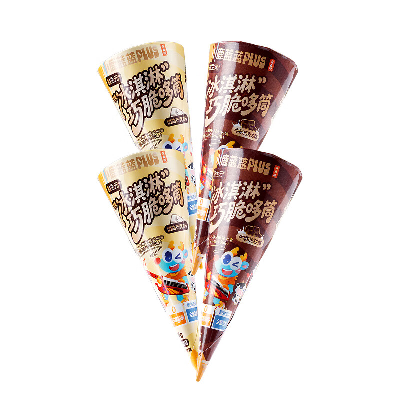 小鹿蓝蓝巧脆杯添加益生元巧克力脆0蔗糖方便抓握一口一个的星球杯 益生元巧脆哆筒【双拼味】15g*4支