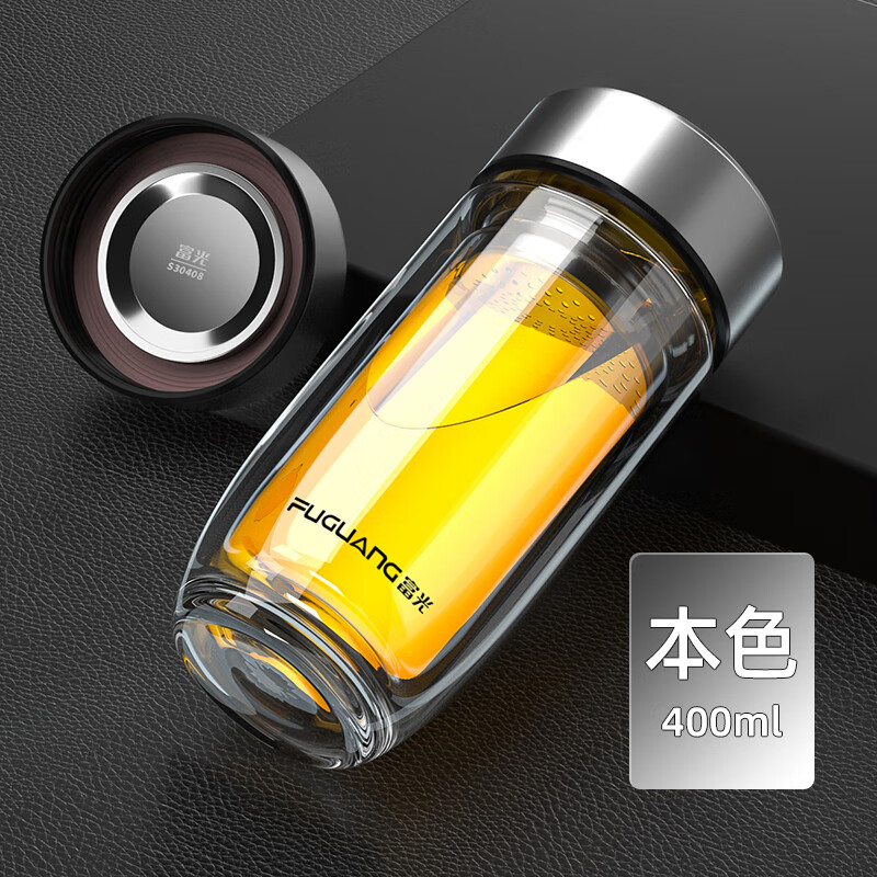 富光鹅蛋杯玻璃杯高硼硅双层泡茶杯支持团购定制车载带茶隔水杯男杯子