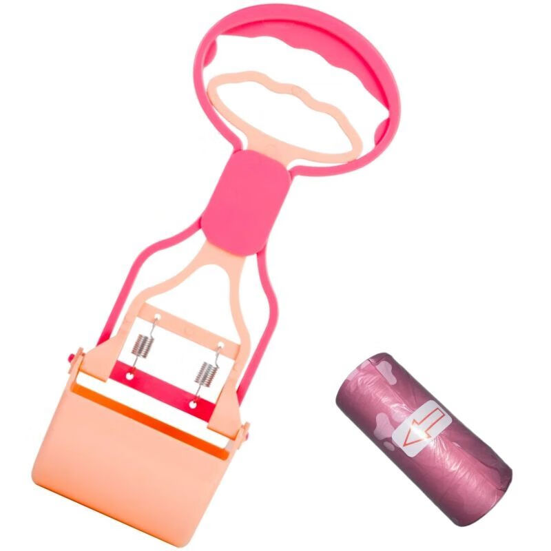 愛麗思(IRIS)折疊拾便器 愛麗絲狗狗外出拾便器旅行戶外撿糞器拾便袋 中號 粉/黃 拾便器