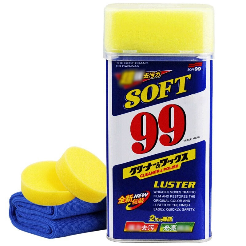 SOFT99 特亮光辉水蜡 液体蜡 去划痕蜡 99水蜡 去污抛光 一瓶+毛巾1条+海绵2块