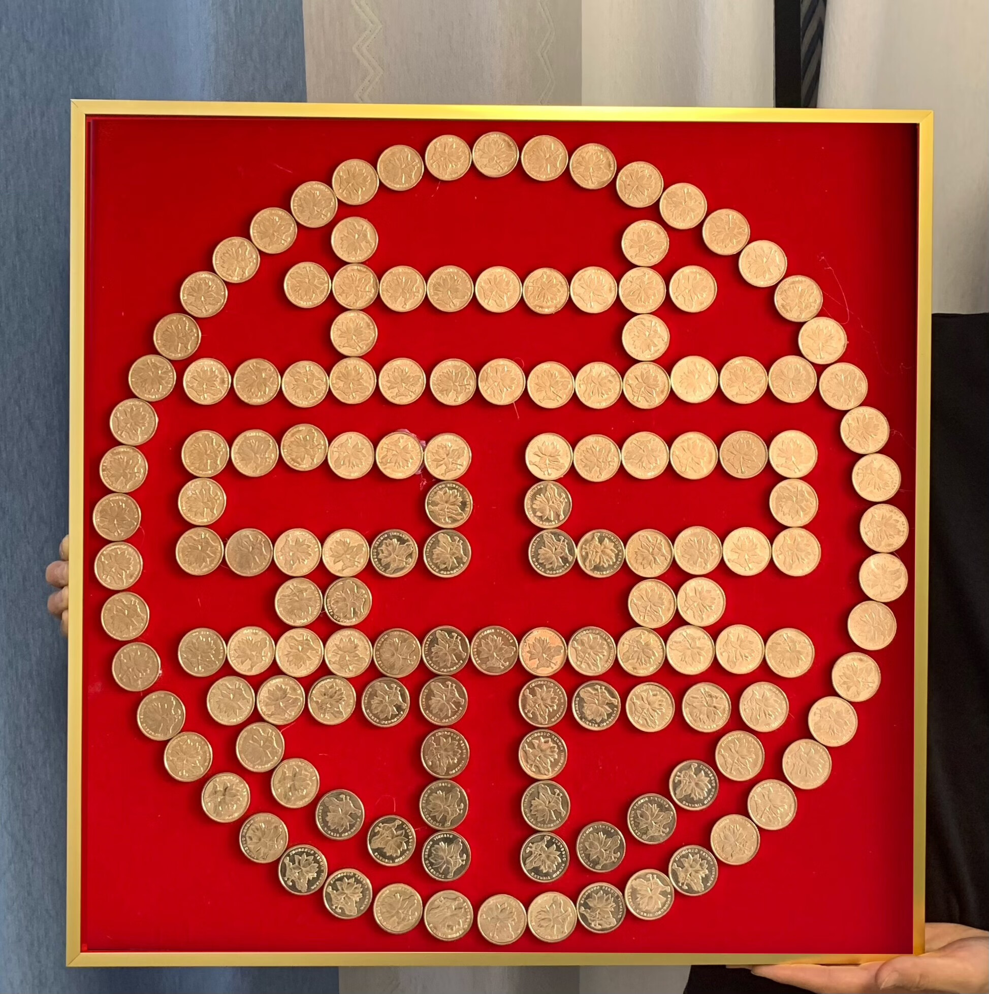 2023新款百喜图五毛硬币喜字框结婚乔迁新居相框婚房摆囍字贴5角 36