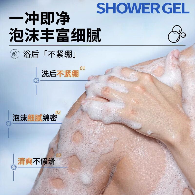 LEASCAN魅力男士蓝色沐浴露持久留香72小时香体专用蔚蓝清爽控油沐浴液