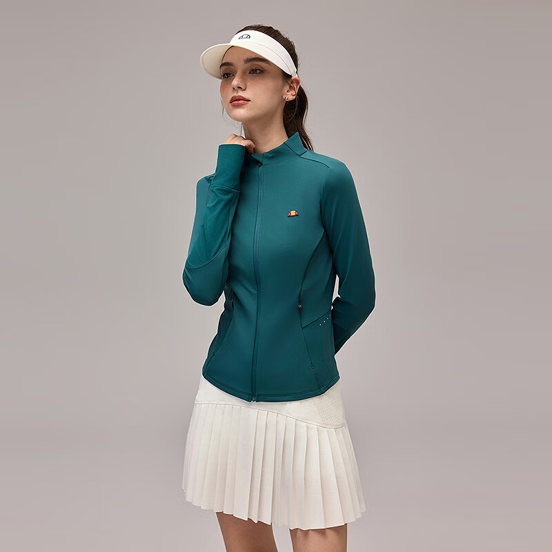 ellesse小贝壳时尚修身显瘦插肩网球运动外套 墨绿色 L