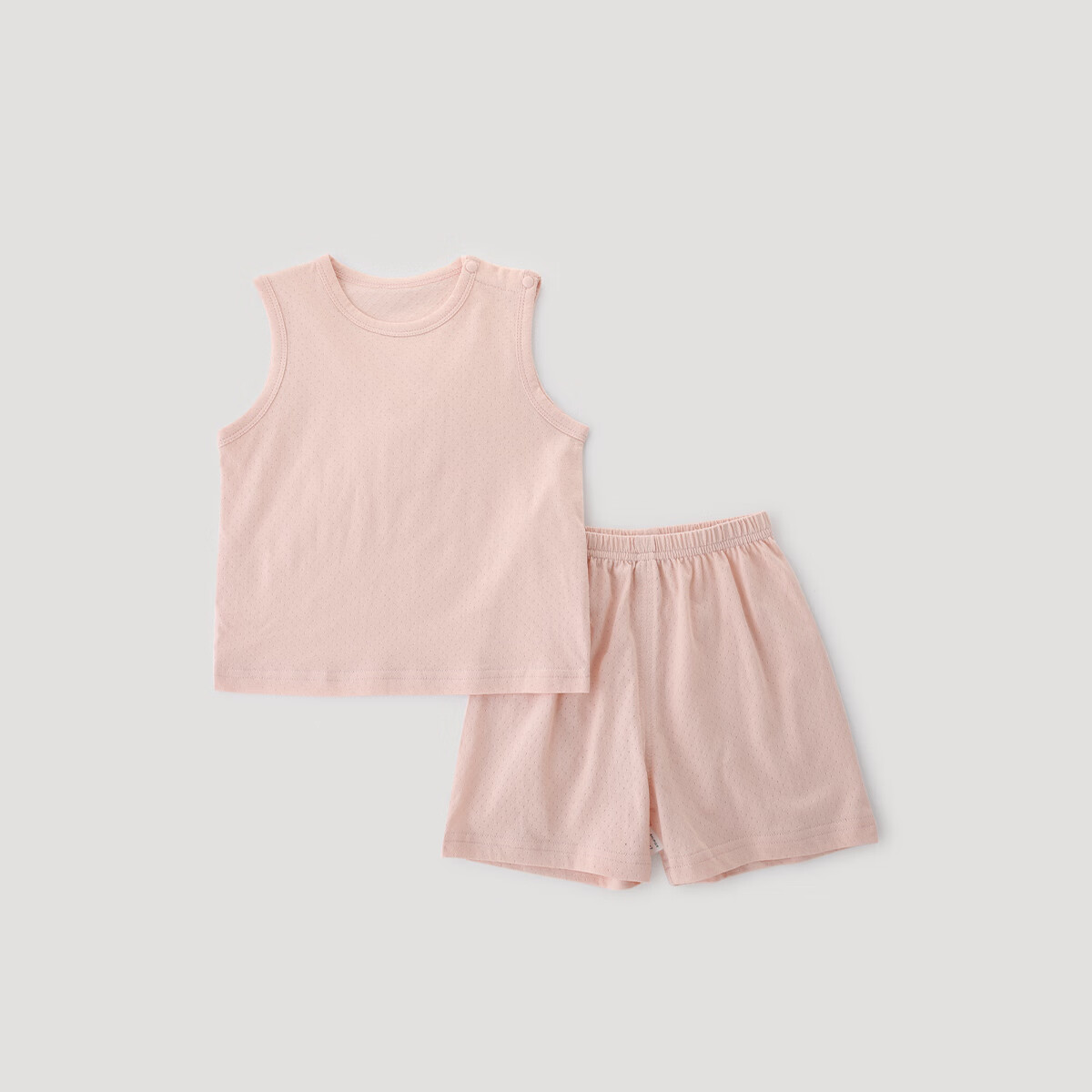 巴厘小猪宝宝分体套装夏装2025新款男童无袖薄款女童两件装夏季婴幼儿衣服 藕粉 100