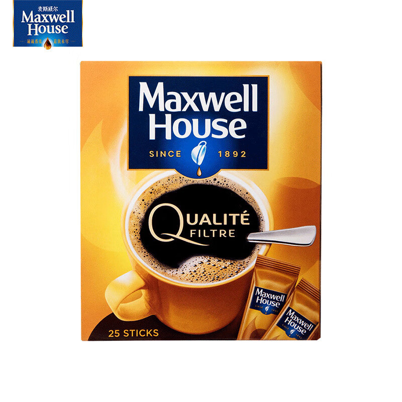 麦斯威尔（Maxwell House）冻干黑咖啡速溶咖啡冻干粉进口咖啡粉25条2盒装 冻干黑咖啡25条装盒装