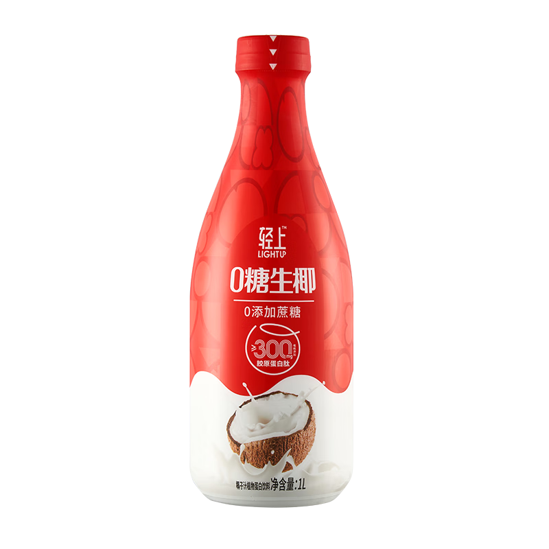 轻上椰汁0糖生椰1L大瓶东南亚进口椰子汁饮料整箱 0糖生椰1L*4瓶--
