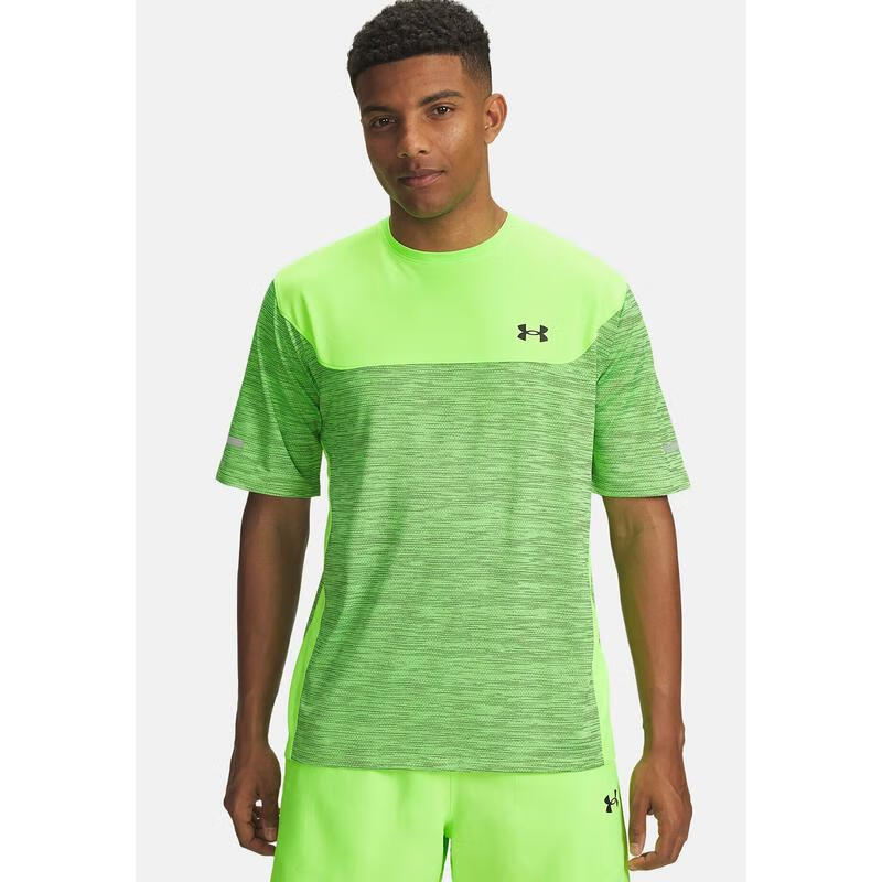 安德瑪（UNDERARMOUR）男運動(dòng)T恤速干休閑上衣TECH UTILITY反光健身服裝健身戶(hù)外 hyper green 均碼 |M