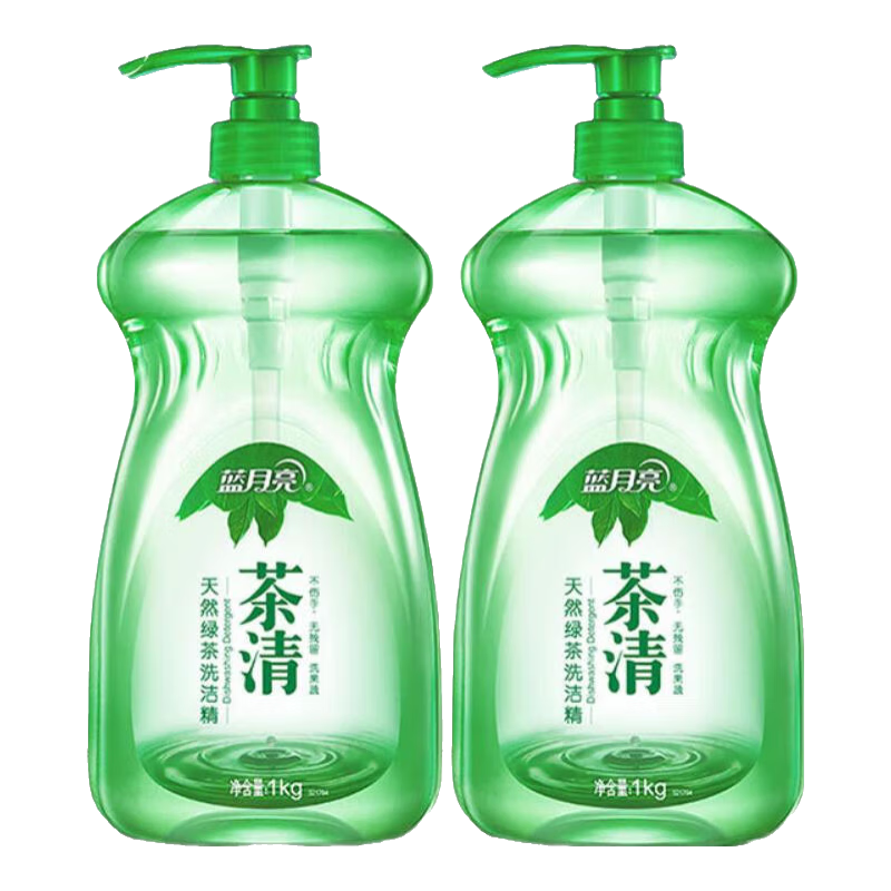 藍(lán)月亮 茶清洗潔精套裝 洗滌靈洗碗果蔬凈 餐具凈 天然潔凈 快速去油 1kg*2瓶