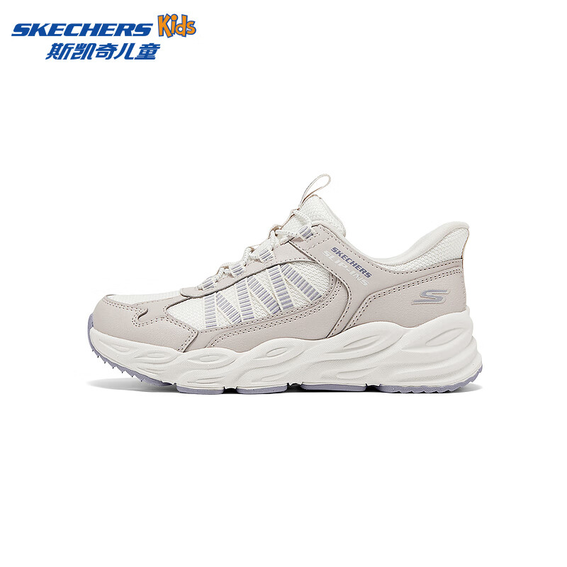 Skechers斯凯奇山迈闪穿鞋舒适防滑鞋一脚蹬休闲运动鞋319080L/405343L 女童/自然色/NAT 30