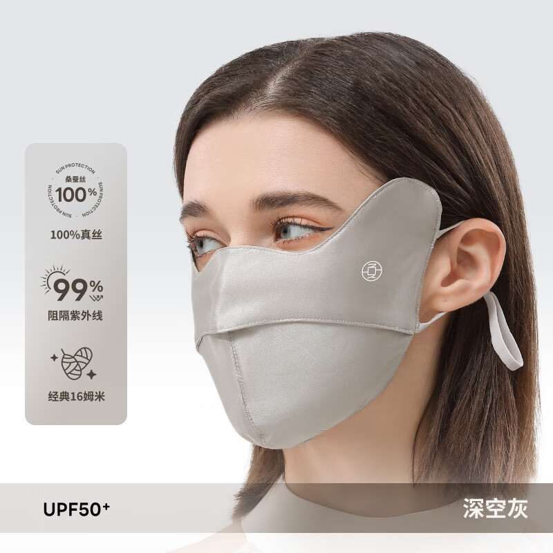 夏秦防晒口罩防紫外线女透气护眼角口罩春夏户外骑行开车 【深空灰】防晒口罩_经典款