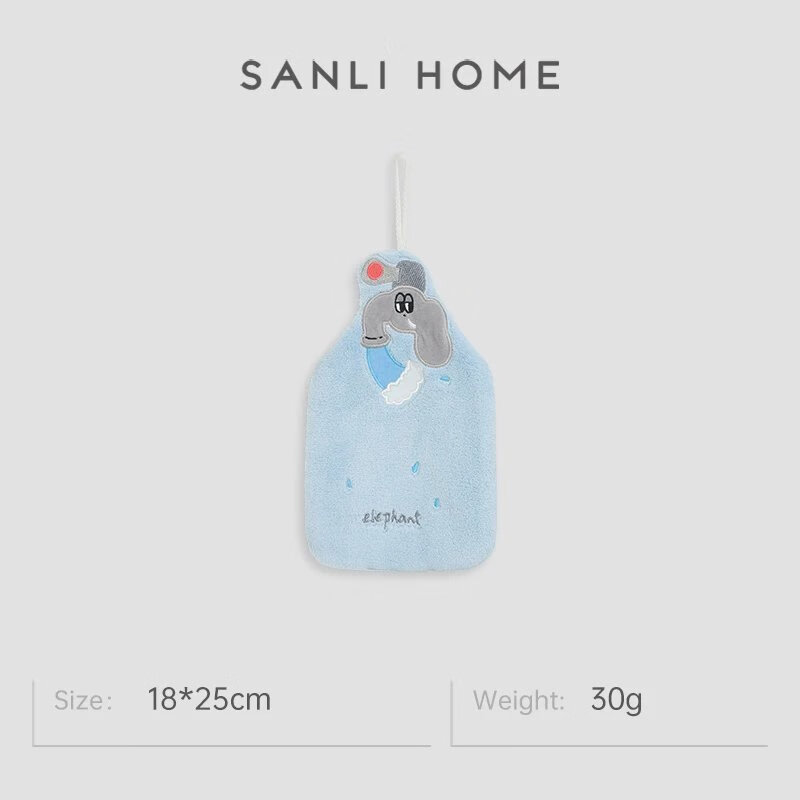 三利柔软可爱小动物擦手巾可挂式卫生间加厚吸水 蓝以想象 1条