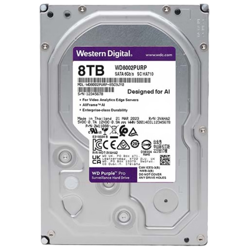 �������ݣ�WD��8TB��ؼ���еӲ�� WD Purple ��������pro SATA 7200ת256MB CMR��ֱAI���� 3.5Ӣ��WD8002PURP 2499Ԫ