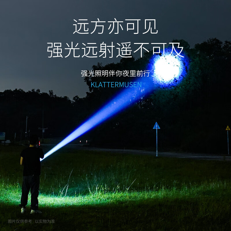 微笑鲨白激光手电筒户外强光超长续航应急巡逻超亮远射大功率变焦充电灯 加长款-镭激光【8电*并联电池】