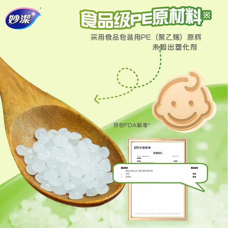 妙洁免刀撕保鲜膜 点断式PE食品级家用厨房冰箱微波炉一次性食品用 大碗160米经济装