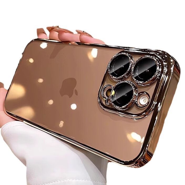 【甄选】适用iphone15手机壳tpu电镀自带镜头膜X苹果14promax软壳 粉色 iphone7/8