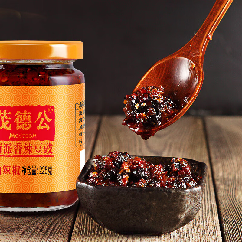 茂德公香辣豆豉辣椒醬自制蒜蓉魚(yú)頭剁椒醬油辣椒下飯菜包郵225g*2 香辣豆豉225g*2