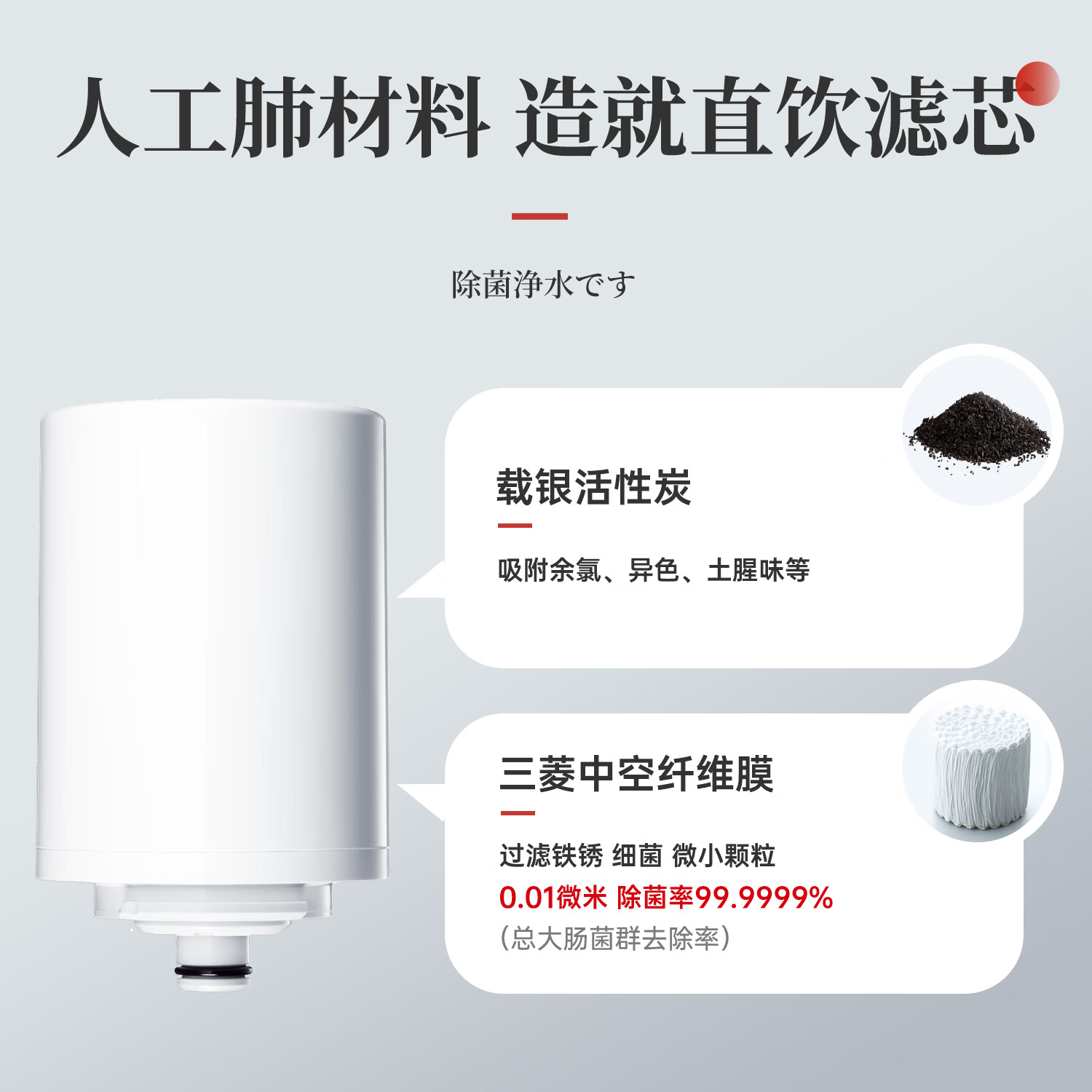 可菱水 净水器 水龙头过滤器 家用直饮前置过滤器双出水滤水器厨房卫生间通用 超滤芯自来水净水机 CG104 【日本制】3芯装-约用一半年 三菱滤水器