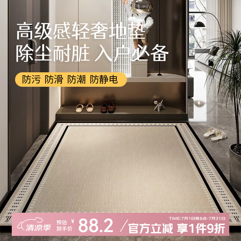 七棉入户门地垫轻奢高级感入户防滑脚垫进门玄关耐脏地毯80*120