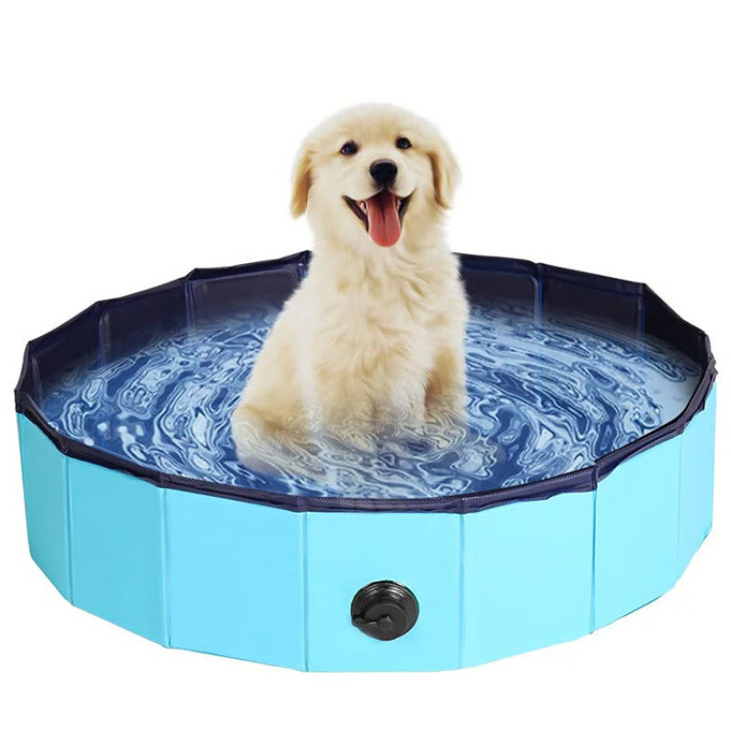 可折叠大型犬浴盆大号泡澡桶药浴金毛边牧洗狗盆狗狗专用洗澡盆 德国技术天蓝色【幼犬适用】直径
