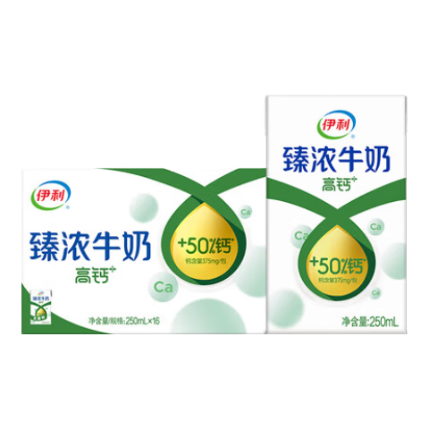 伊利臻浓牛奶高钙 营养丰富 早餐搭档年货礼盒 臻浓高钙250ml*16盒*1箱