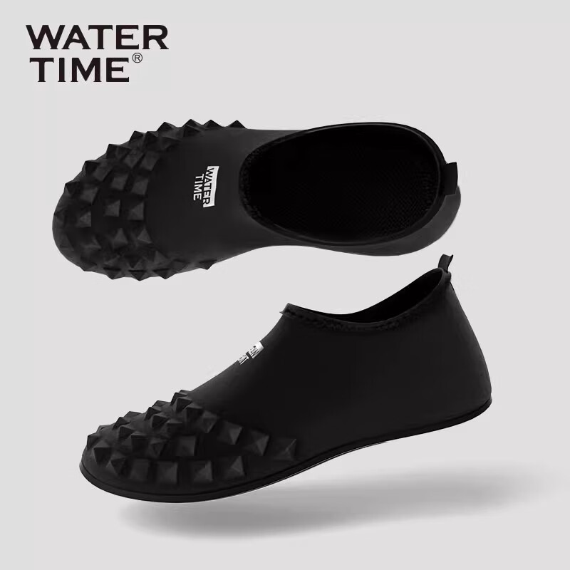 WATERTIME沙灘鞋女海邊潛水襪防滑防割厚底趕海溯溪涉水游泳速干 黑色 S 適合35-36碼