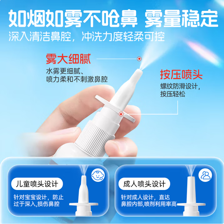 鼻敏灵鼻腔喷雾器儿童九林抑菌性鼻腔喷雾器鼻喷剂儿童洗鼻器 [二盒成人款]鼻敏灵30ml