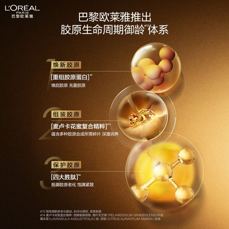 欧莱雅 爽肤水花蜜胶原精华水补水保湿紧致柔肤水小蜜罐化妆水护肤品 精粹水65ml+乳液50ml 无规格