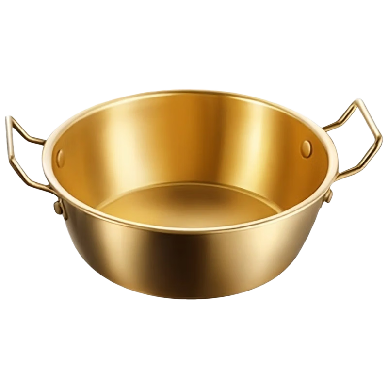 不锈钢双耳泡面碗韩式米酒碗拌面碗冷面螺蛳粉汤面碗拌饭碗餐具 23cm 金色泡面碗