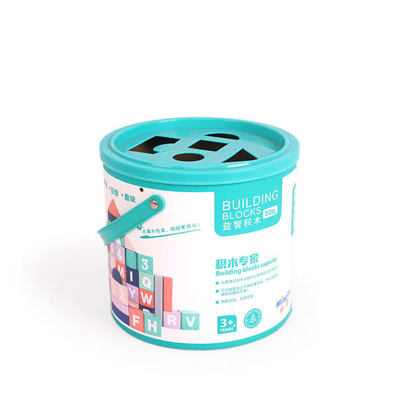 銘塔木質(zhì)積木桶裝大顆粒100粒原木水性漆可啃咬嬰幼兒童玩具 50粒桶裝A8146