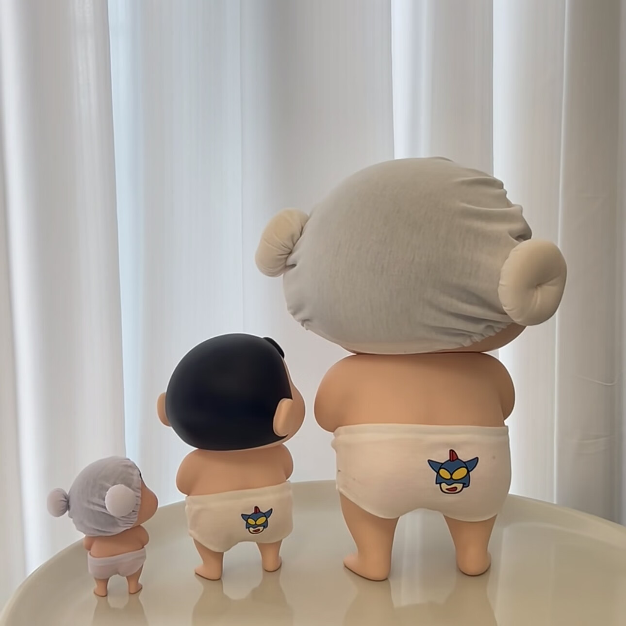 拉布布蜡笔小新洗澡雨衣顶正版潮玩手办桌面摆件动漫周边生日礼物 洗澡小新大中小【顶配版共三只】