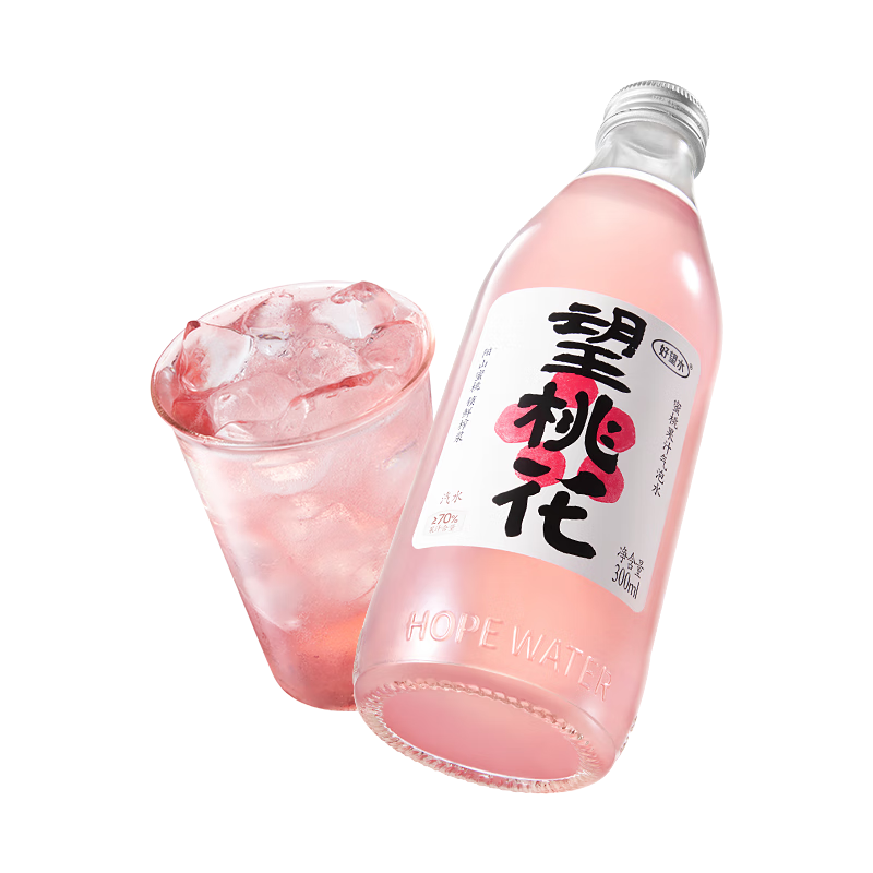 好望水望桃花旺蜜桃子味氣泡水中式果汁健康春游飲料飲品300ml*24瓶整箱