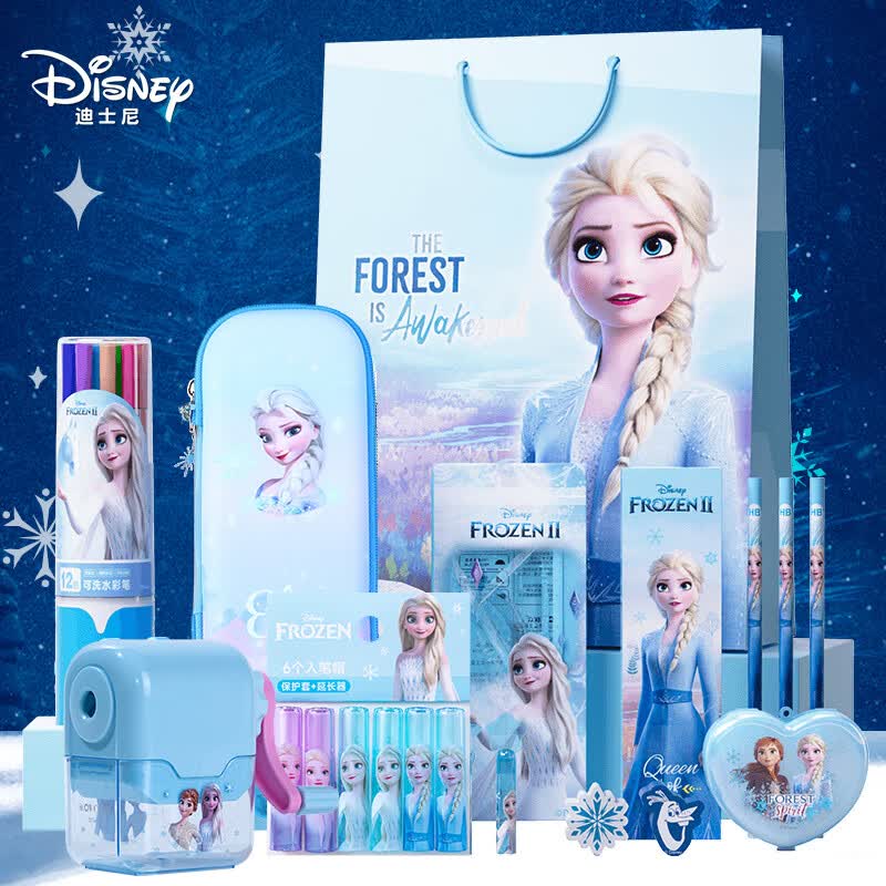 迪士尼（Disney）文具套装 艾莎公主绘画42件套 一年级小学生儿童文具大礼包学习用品儿童节礼物女孩生日礼物