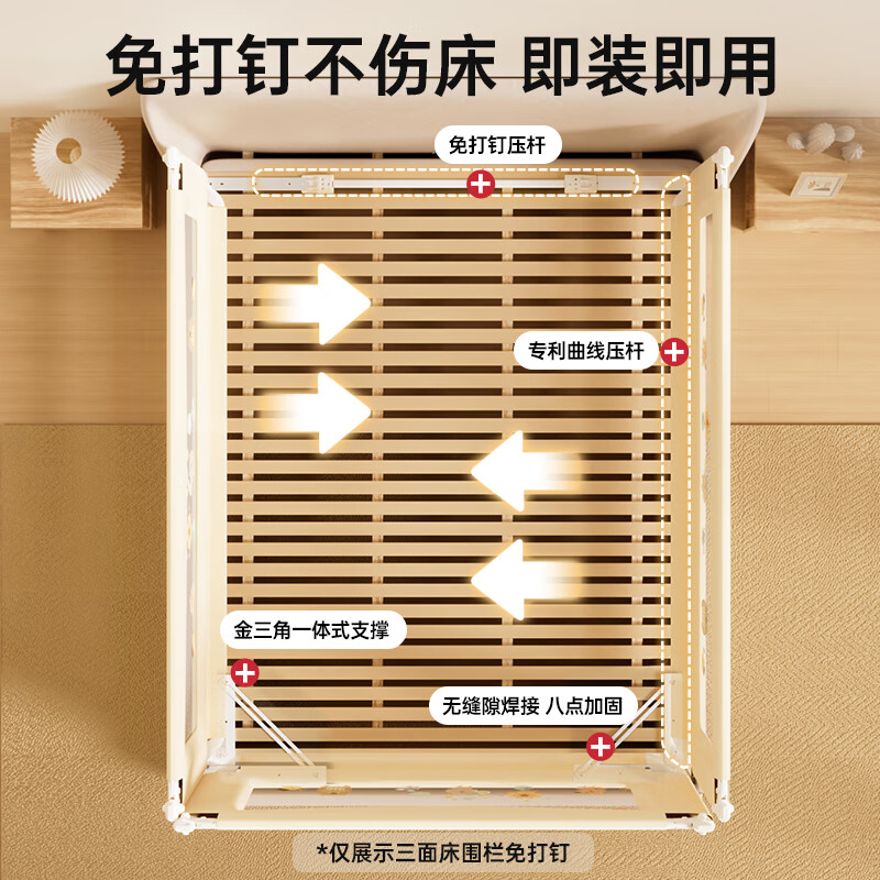 棒棒猪 婴儿床围栏床上儿童防掉床护栏宝宝防摔边挡板垂直免打钉 S6 游乐园 1.5m 单面装