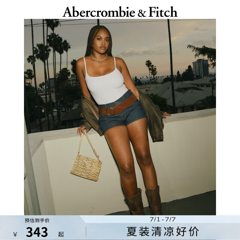 ABERCROMBIE & FITCH女裝25夏季新款美式復(fù)古辣妹彈力低腰熱褲牛仔短褲KI149-5384 深色水洗 25 R(160/66A)標(biāo)準(zhǔn)版