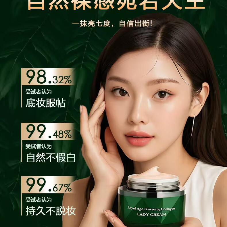 韩田秀素茜御龄人参胶原抗皱保湿面霜 贵妇提亮面霜 补水遮瑕乳液 SUXI素颜霜*2瓶装